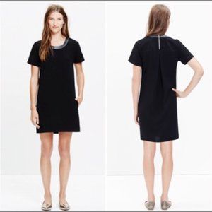 Madewell Leather Trim Tailored Tee Dress Black S